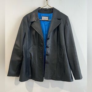 Wilson Leather Women's Black Leather
Button Up Collared Jacket Size: XL